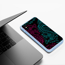 Чехол iPhone XS Max матовый НЕОНОВЫЕ ДРАКОНЫ NEON DRAGON, цвет: 3D-голубой — фото 2