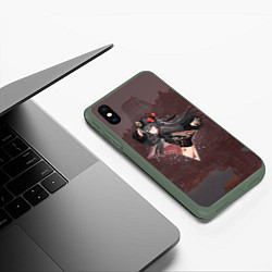 Чехол iPhone XS Max матовый Ху Тао в примогеме Genshin Impact, цвет: 3D-темно-зеленый — фото 2