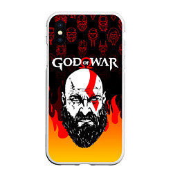 Чехол iPhone XS Max матовый GOD OF WAR ГОД ОФ ВАР FIRE ART УЗОР, цвет: 3D-белый