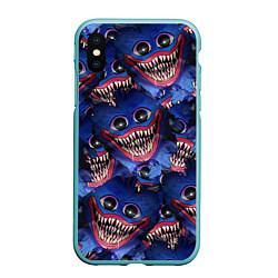 Чехол iPhone XS Max матовый Huggy Wuggy: Pattern Face, цвет: 3D-мятный