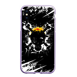 Чехол iPhone XS Max матовый ONE PIECE ВАН ПИС ПИРАТЫ, БРЫЗГИ КРАСОК, цвет: 3D-светло-сиреневый