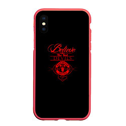Чехол iPhone XS Max матовый Believe in Devils, цвет: 3D-красный