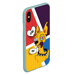Чехол iPhone XS Max матовый Comics Пес Dog Love Yes, цвет: 3D-мятный — фото 2