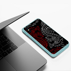 Чехол iPhone XS Max матовый БЕЛО КРАСНЫЙ ДРАКОН RED WHITE DRAGON, цвет: 3D-мятный — фото 2