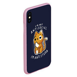 Чехол iPhone XS Max матовый I am not antisocial, I AM ANTISTUPID, цвет: 3D-розовый — фото 2