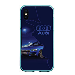 Чехол iPhone XS Max матовый AUDI лого, цвет: 3D-мятный