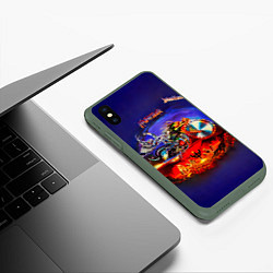 Чехол iPhone XS Max матовый Painkiller - Judas Priest, цвет: 3D-темно-зеленый — фото 2