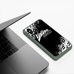 Чехол iPhone XS Max матовый JOJOS BIZARRE ADVENTURE БРЫЗГИ КРАСОК СИМВОЛЫ, цвет: 3D-темно-зеленый — фото 2