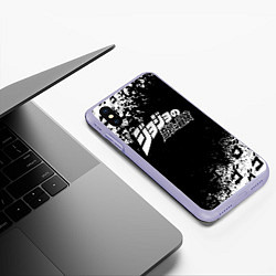 Чехол iPhone XS Max матовый JOJOS BIZARRE ADVENTURE БРЫЗГИ КРАСОК СИМВОЛЫ, цвет: 3D-светло-сиреневый — фото 2