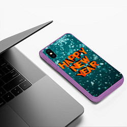 Чехол iPhone XS Max матовый HAPPY NEW YEAR 2022 С НОВЫМ ГОДОМ, цвет: 3D-фиолетовый — фото 2