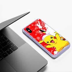 Чехол iPhone XS Max матовый НОВОГОДНИЙ ПИКАЧУ, ЗИМА БЛИЗКО, цвет: 3D-светло-сиреневый — фото 2