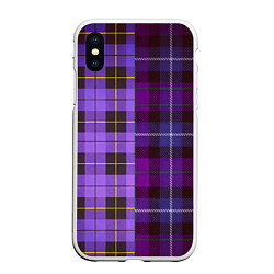 Чехол iPhone XS Max матовый Purple Checkered, цвет: 3D-белый