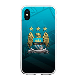 Чехол iPhone XS Max матовый Manchester City Teal Themme, цвет: 3D-белый