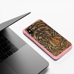 Чехол iPhone XS Max матовый Морда тигра на весь экран, цвет: 3D-баблгам — фото 2