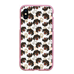 Чехол iPhone XS Max матовый Такса Dachshund Dog, цвет: 3D-розовый