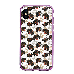 Чехол iPhone XS Max матовый Такса Dachshund Dog, цвет: 3D-фиолетовый