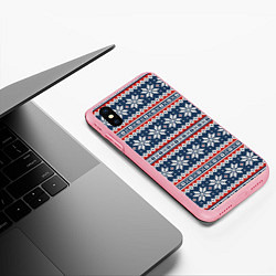 Чехол iPhone XS Max матовый Knitted Christmas Pattern, цвет: 3D-баблгам — фото 2