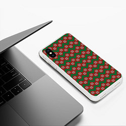 Чехол iPhone XS Max матовый Knitted Snowflake Pattern, цвет: 3D-белый — фото 2