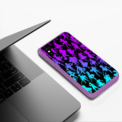 Чехол iPhone XS Max матовый GENSHI IMPACT HEROES NEON НЕОНОВЫЙ УЗОР, цвет: 3D-фиолетовый — фото 2