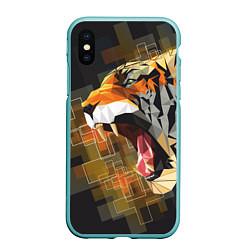 Чехол iPhone XS Max матовый Тигр в гневе, цвет: 3D-мятный