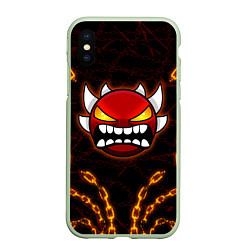 Чехол iPhone XS Max матовый Geometry Dash: Fire Chains, цвет: 3D-салатовый