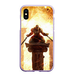 Чехол iPhone XS Max матовый GOD OF WAR КРАТОС В ЦЕПЯХ, цвет: 3D-светло-сиреневый