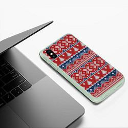 Чехол iPhone XS Max матовый New Year Pattern, цвет: 3D-салатовый — фото 2