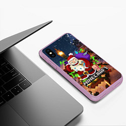 Чехол iPhone XS Max матовый НОВОГОДНЯЯ ЁЛКА В МАЙНКРАФТ SANTA CLAUS, цвет: 3D-сиреневый — фото 2