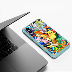 Чехол iPhone XS Max матовый АНИМЕ, ПОКЕМОНЫ ВСЕ ПЕРСОНАЖИ POKEMON, цвет: 3D-мятный — фото 2