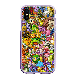 Чехол iPhone XS Max матовый ПОКЕМОНЫ В ПИКСЕЛЯХ PIXEL POKEMON, цвет: 3D-светло-сиреневый