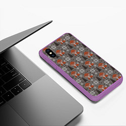 Чехол iPhone XS Max матовый Вязанные лисички, цвет: 3D-фиолетовый — фото 2