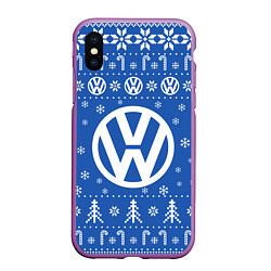Чехол iPhone XS Max матовый Volkswagen Новогодний, цвет: 3D-фиолетовый