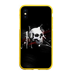 Чехол iPhone XS Max матовый Череп Красно-черный, цвет: 3D-желтый