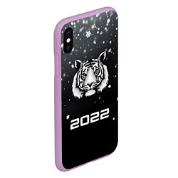 Чехол iPhone XS Max матовый Новогодний тигр символ 2022, цвет: 3D-сиреневый — фото 2