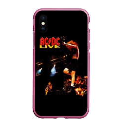 Чехол iPhone XS Max матовый ACDC Live, цвет: 3D-малиновый