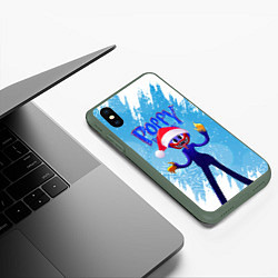 Чехол iPhone XS Max матовый Новогодний Poppy Playtime, цвет: 3D-темно-зеленый — фото 2