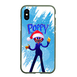 Чехол iPhone XS Max матовый Новогодний Poppy Playtime, цвет: 3D-темно-зеленый