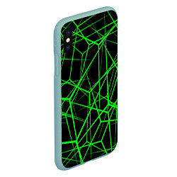 Чехол iPhone XS Max матовый Зеленые Полигоны Матрица, цвет: 3D-мятный — фото 2