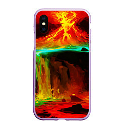 Чехол iPhone XS Max матовый Кратер Вулкана, цвет: 3D-сиреневый