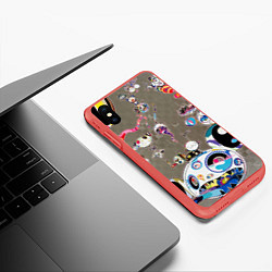 Чехол iPhone XS Max матовый Takashi Murakami арт с языками, цвет: 3D-красный — фото 2