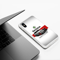 Чехол iPhone XS Max матовый Skoda Rapid Sport, цвет: 3D-белый — фото 2