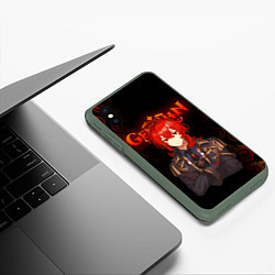 Чехол iPhone XS Max матовый GENSHIN IMPACT ГЕНШИН ИМПАКТ ДИЛЮК, цвет: 3D-темно-зеленый — фото 2