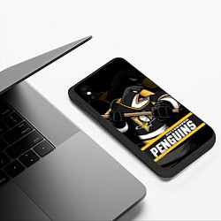 Чехол iPhone XS Max матовый Питтсбург Пингвинз, Pittsburgh Penguins, цвет: 3D-черный — фото 2