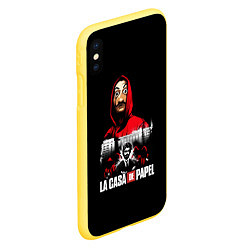 Чехол iPhone XS Max матовый СЕРИАЛ БУМАЖНЫЙ ДОМ LA CASA DE PAPEL, цвет: 3D-желтый — фото 2