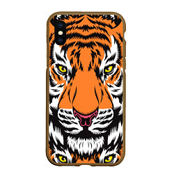 Чехол iPhone XS Max матовый ТИГР СИМВОЛ НОВОГО ГОДА 2022 TIGER, цвет: 3D-коричневый