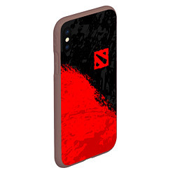 Чехол iPhone XS Max матовый DOTA 2 RED LOGO, БРЫЗГИ КРАСОК, цвет: 3D-коричневый — фото 2