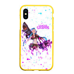 Чехол iPhone XS Max матовый JINX ARCANE, БРЫЗГИ КРАСОК, цвет: 3D-желтый