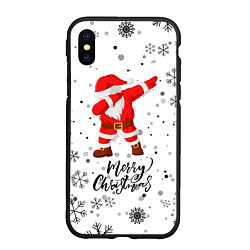 Чехол iPhone XS Max матовый Santa Dabbing идет снег, цвет: 3D-черный