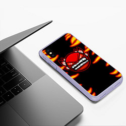 Чехол iPhone XS Max матовый Geometry Dash: Smiley Demon, цвет: 3D-светло-сиреневый — фото 2