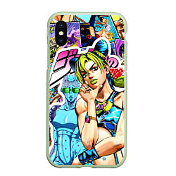 Чехол iPhone XS Max матовый JoJos Bizarre Adventure - Джолин Кудзё, цвет: 3D-салатовый